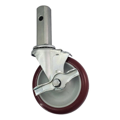 5" x 1-1/4" Polymadic Wheel Square Stem Swivel Scaffold Caster W/ Brake - 350 lbs. Cap. - Durable Superior Casters