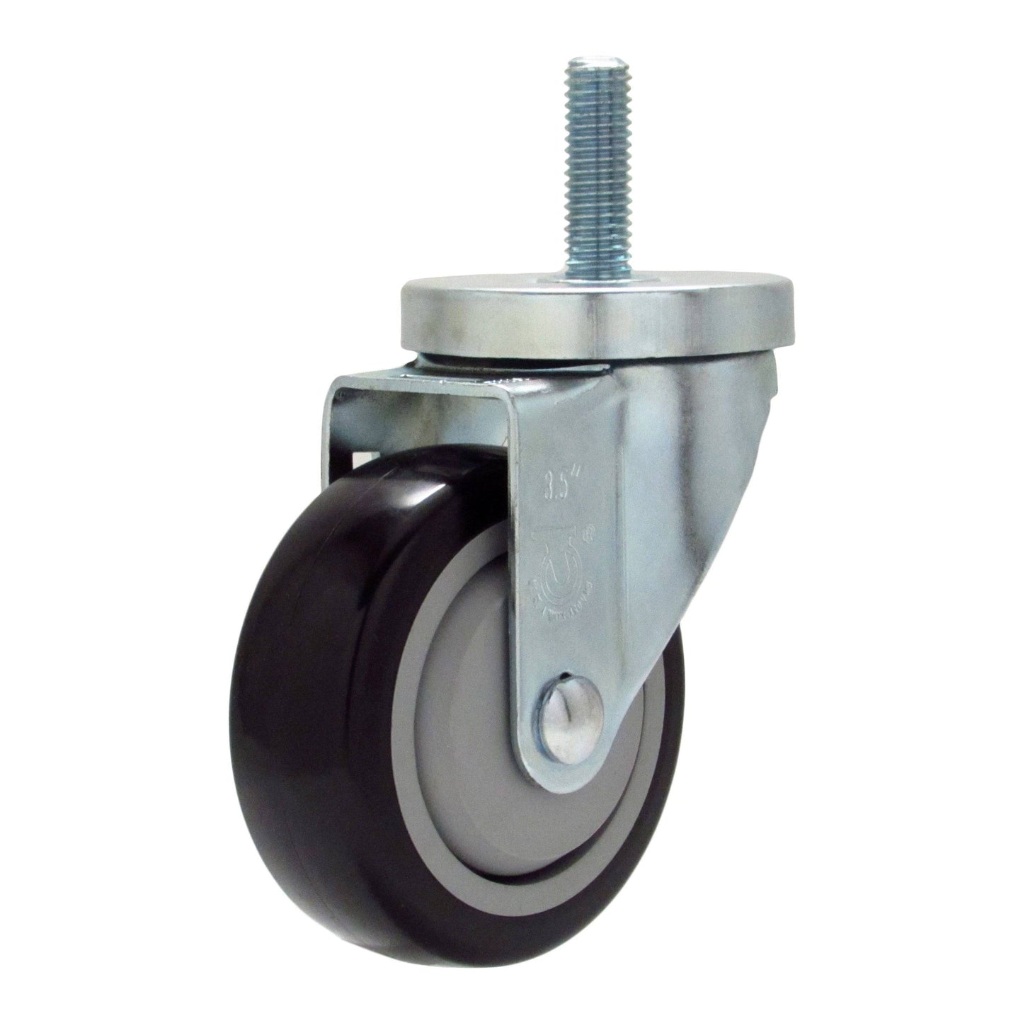 3-1/2" x 1-1/4" Poly-Pro Wheel Threaded Swivel Stem Caster - 300 lbs. capacity - Durable Superior Casters