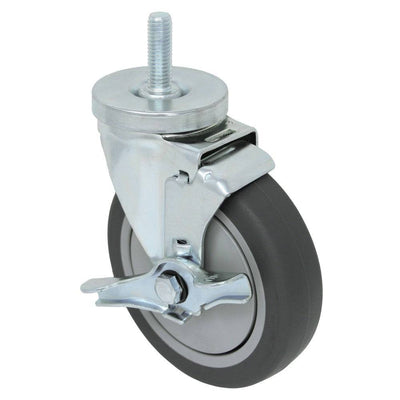 5" x 1-1/4" Thermo-Pro Wheel Threaded Swivel Stem Caster, Brake (1/2") 300 lbs. Cap - Durable Superior Casters