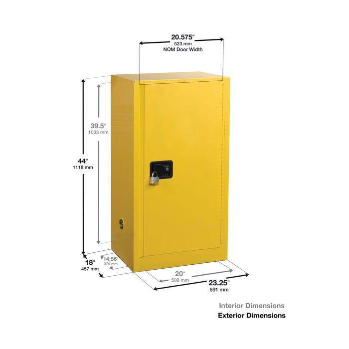 Sure-Grip Ex Compac Flammable Safety Cab., 15 Gal, 1 Shelf, 1 m/c Dr - Justrite