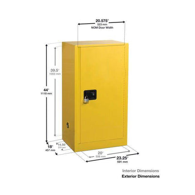 Sure-Grip Ex Compac Flammable Safety Cab., 15 Gal, 1 Shelf, 1 m/c Dr - Justrite