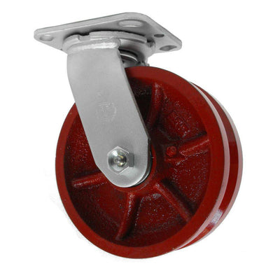 6" x 2" V-Groove Ductile Steel Swivel Caster Medium Duty - 1,500 lbs. Cap. - Durable Superior Casters