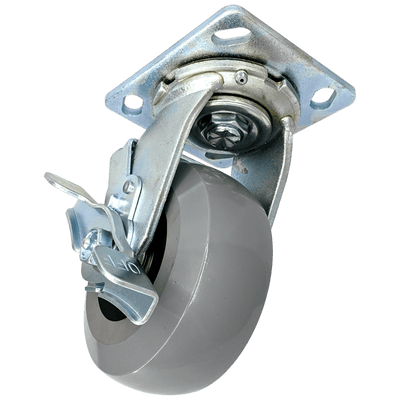 5" x 2" Ergolastomer Wheel Swivel Caster w/ Top Lock Brake - 1,400 lbs. Cap. - Durable Superior Casters
