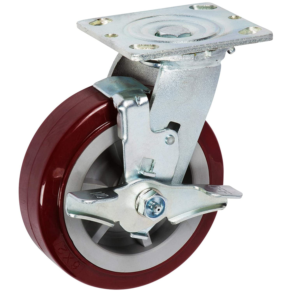 6" x 2" Polymadic Wheel Swivel Caster W/ Top Lock Brake - 900 lbs. capacity - Durable Superior Casters