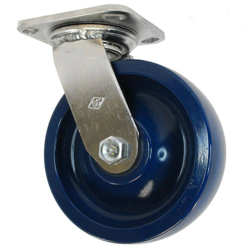 6" x 2" DuraLastomer Wheel Swivel Caster Stainless Steel - 1000 lbs. Cap. - Durable Superior Casters