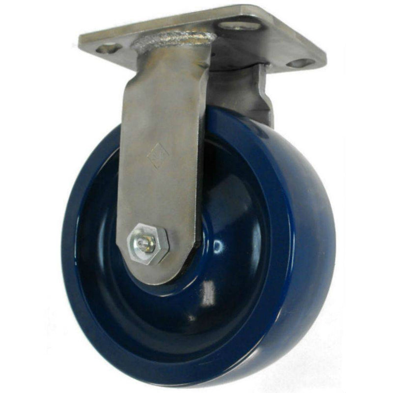 6" x 2" DuraLastomer Wheel Rigid Caster Stainless Steel - 1000 lbs. Cap. - Durable Superior Casters