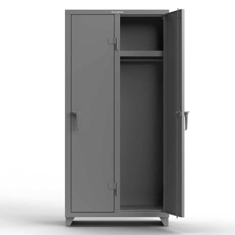 Extra Heavy Duty 14 GA Single-Tier Locker with Shelf and Hanger Rod, 2 Compartments - 36 in. W x 18 in. D x 75 in. H - Strong Hold