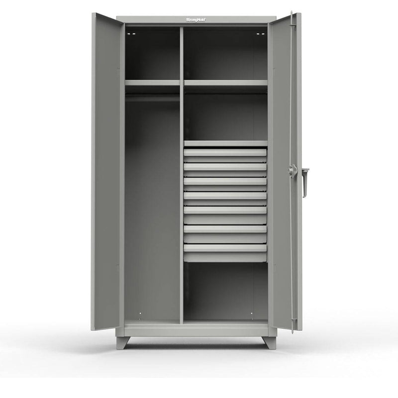 Extreme Duty 12 GA Uniform Cabinet with 4 Drawers, 4 Shelves - 36 In. W x 24 In. D x 78 In. H - Strong Hold