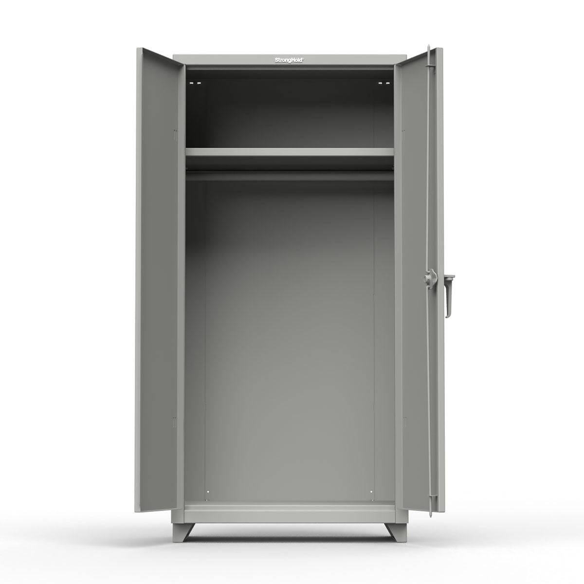 Extra Heavy Duty 14 GA Uniform Cabinet with Hanger Rod, 1 Shelf - 36 In. W x 24 In. D x 75 In. H - Strong Hold
