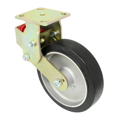 8" x 2" Mold-on Rubber on Aluminum Spring Loaded Rigid Caster - 550 Capacity - Durable Superior Casters