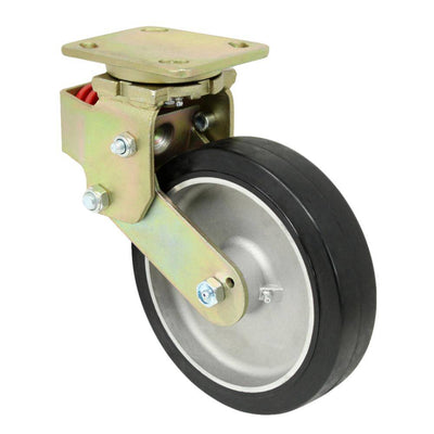 8" x 2" Mold-on Rubber on Aluminum Spring Loaded Swivel Caster - 550 Capacity - Durable Superior Casters