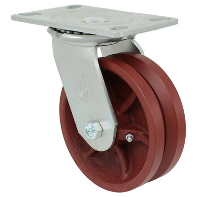 6" x 2" V-Groove Ductile Steel Swivel Caster - 1,500 lbs. Cap. - Durable Superior Casters