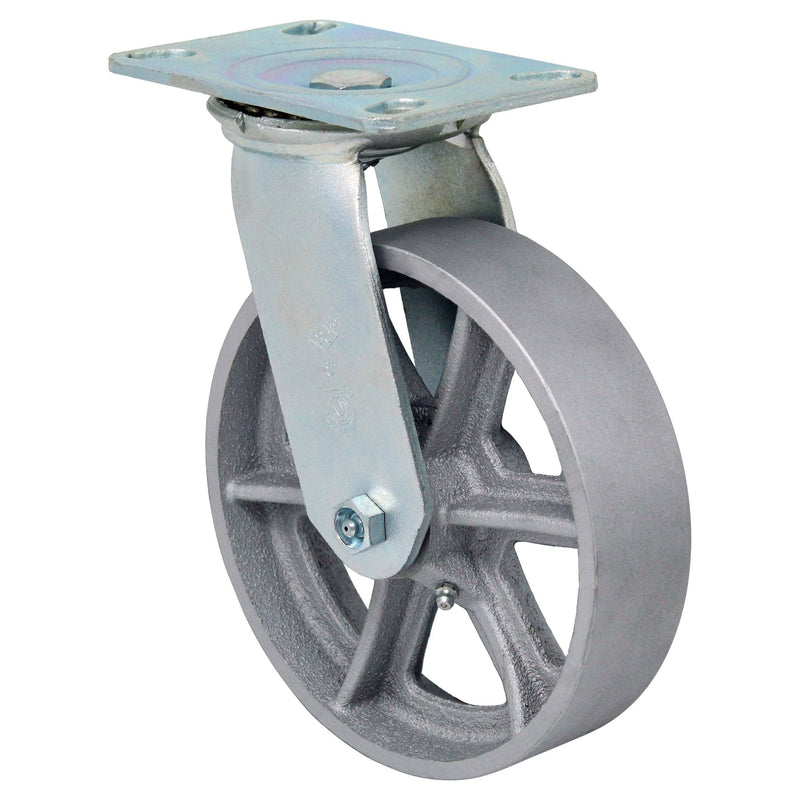 8" x 2" Heavy Duty Semi-Steel Wheel Swivel Caster - 1400 lbs. capacity - Durable Superior Casters