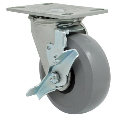 6" x 2" Ergolastomer Wheel Swivel Caster w/ Top Lock Brake - 1500 lbs. Capacity - Durable Superior Casters