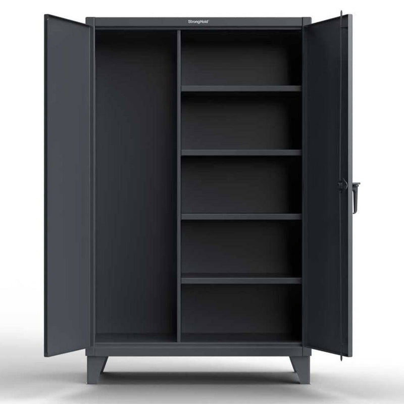 Extreme Duty 12 GA Janitorial Cabinet with 3 Shelves - 48 In. W x 24 In. D x 66 In. H - Strong Hold