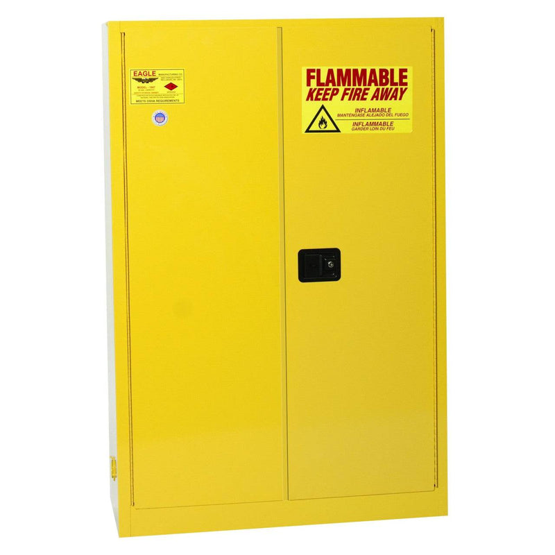Flammable Liquid Safety Storage Cabinet, 45 Gal. Ylw, 2-Dr, Self-Close - Eagle Manufacturing