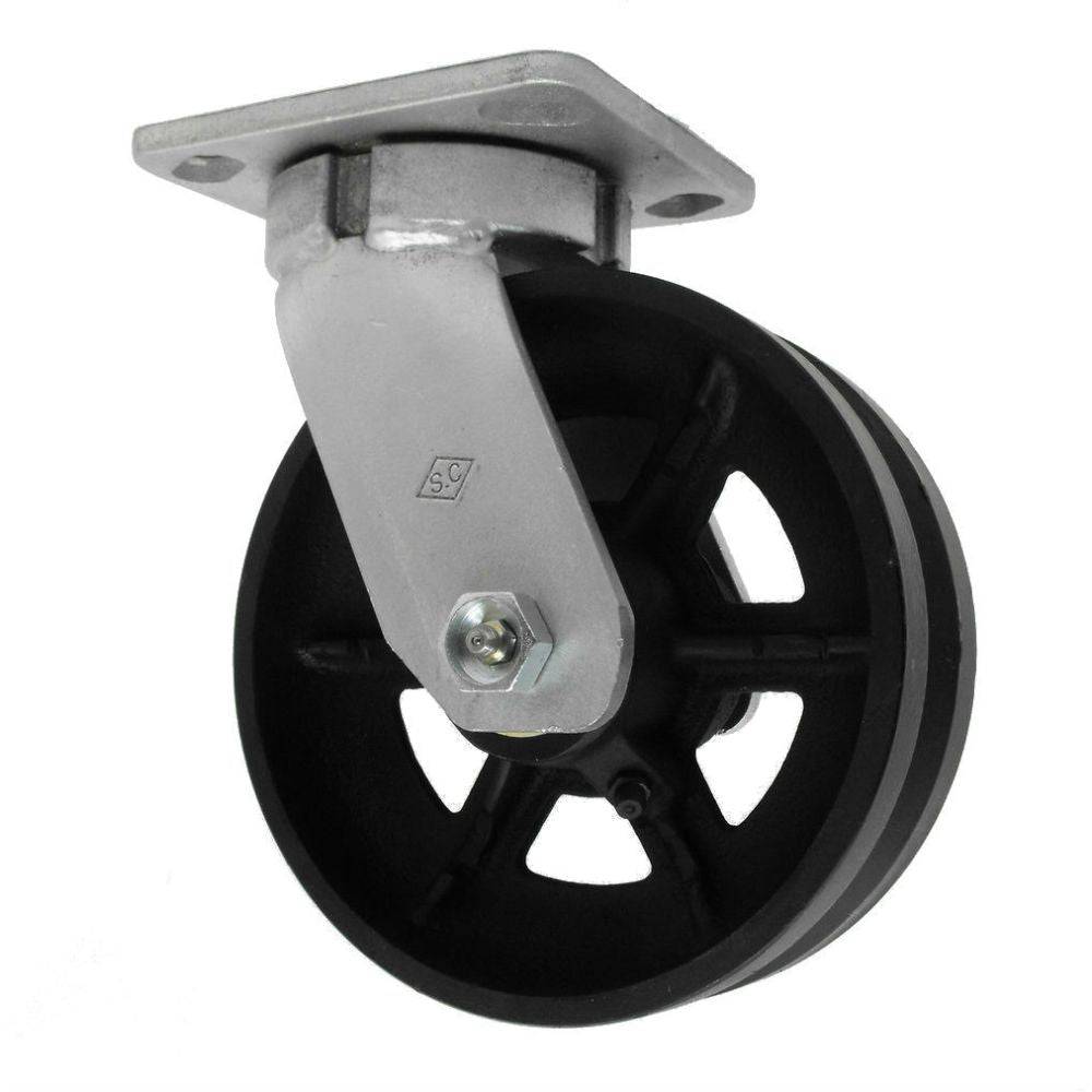 6" x 2" V-Groove Cast Kingpinless Swivel Caster Med Heavy Duty,1000# Cap - Durable Superior Casters