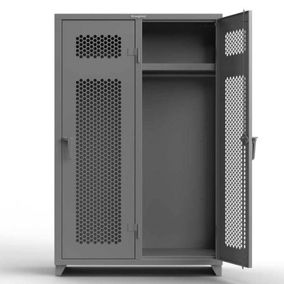 Extra Heavy Duty 14 GA Ventilated Single-Tier Locker with Shelf and Hanger Rod, 2 Compartments - 48 in. W x 24 in. D x 75 in. H - Strong Hold