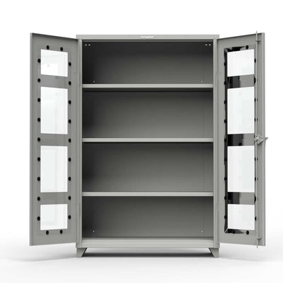 Extra Heavy Duty 14 GA Clearview Cabinet with 3 Shelves - 48 In. W x 24 In. D x 75 In. H - Strong Hold