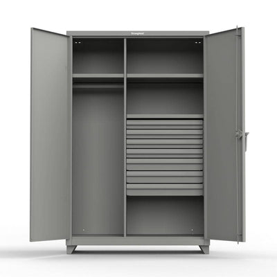 Extreme Duty 12 GA Uniform Cabinet with 7 Drawers, 2 Shelves - 48 In. W x 24 In. D x 66 In. H - Strong Hold