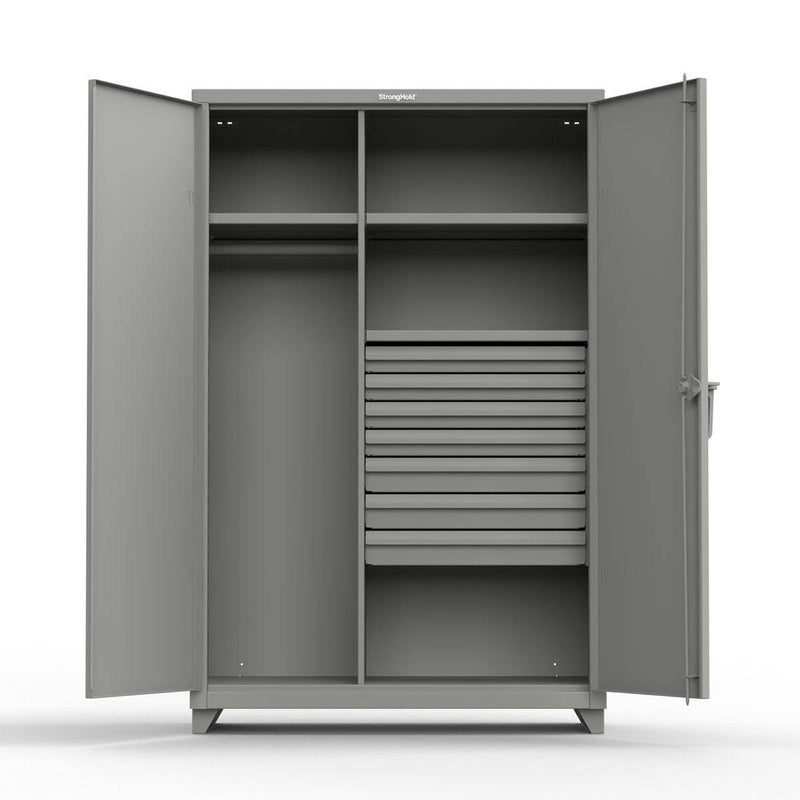 Extreme Duty 12 GA Uniform Cabinet with 7 Drawers, 2 Shelves - 48 In. W x 24 In. D x 66 In. H - Strong Hold