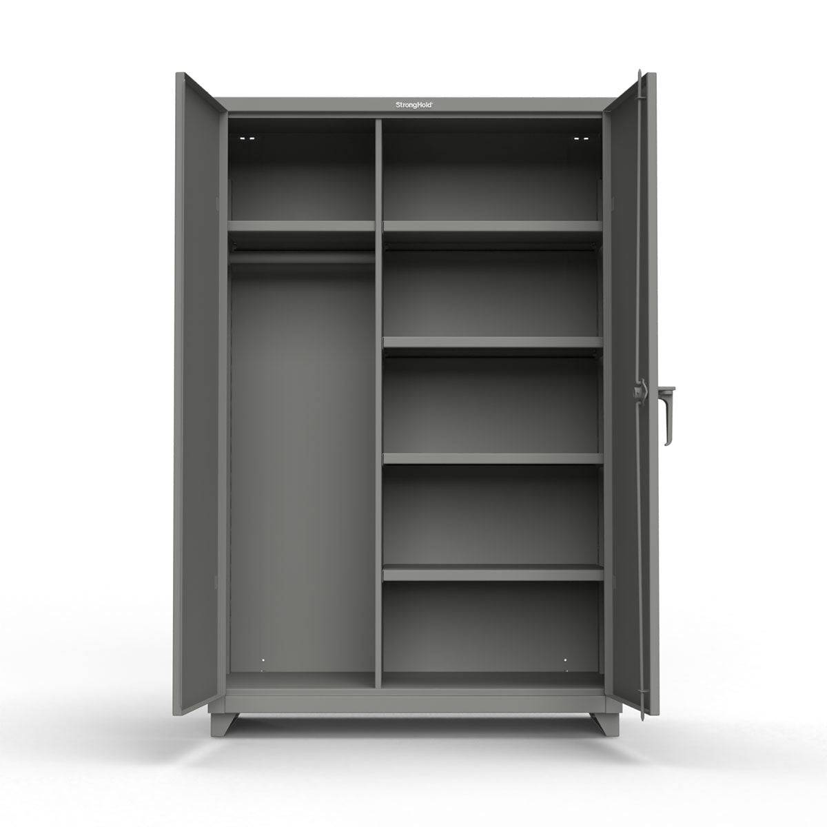 Extra Heavy Duty 14 GA Uniform Cabinet with 5 Shelves - 48 In. W x 24 In. D x 75 In. H - Strong Hold