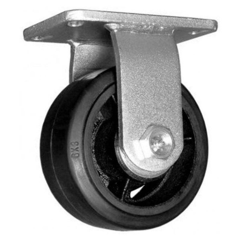 6" x 3" MoldOn Rubber Rigid Caster Heavy Duty Forged Hard Steel, 750# Cap - Durable Superior Casters
