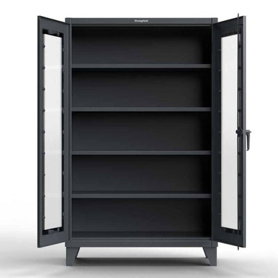Extreme Duty 12 GA Scratch Resistant clearview Cabinet with 4 Shelves - 60 In. W x 24 In. D x 78 In. H - Strong Hold