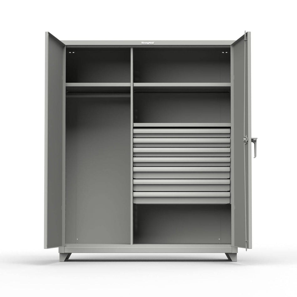 Extreme Duty 12 GA Uniform Cabinet with 4 Drawers, 4 Shelves - 60 In. W x 24 In. D x 78 In. H - Strong Hold
