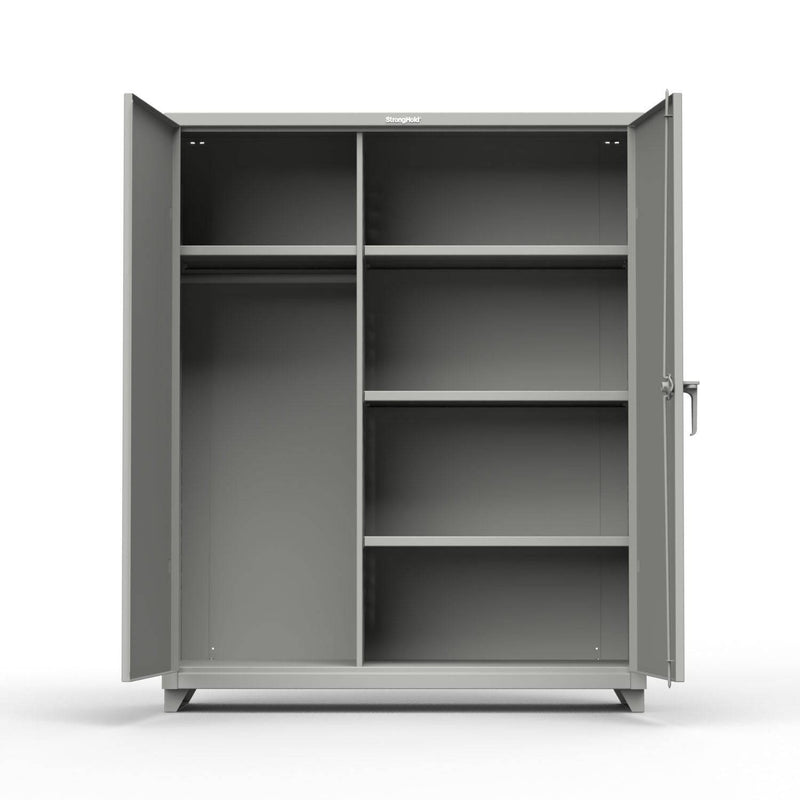 Extra Heavy Duty 14 GA Uniform Cabinet with 4 Shelves - 60 In. W x 24 In. D x 75 In. H - Strong Hold