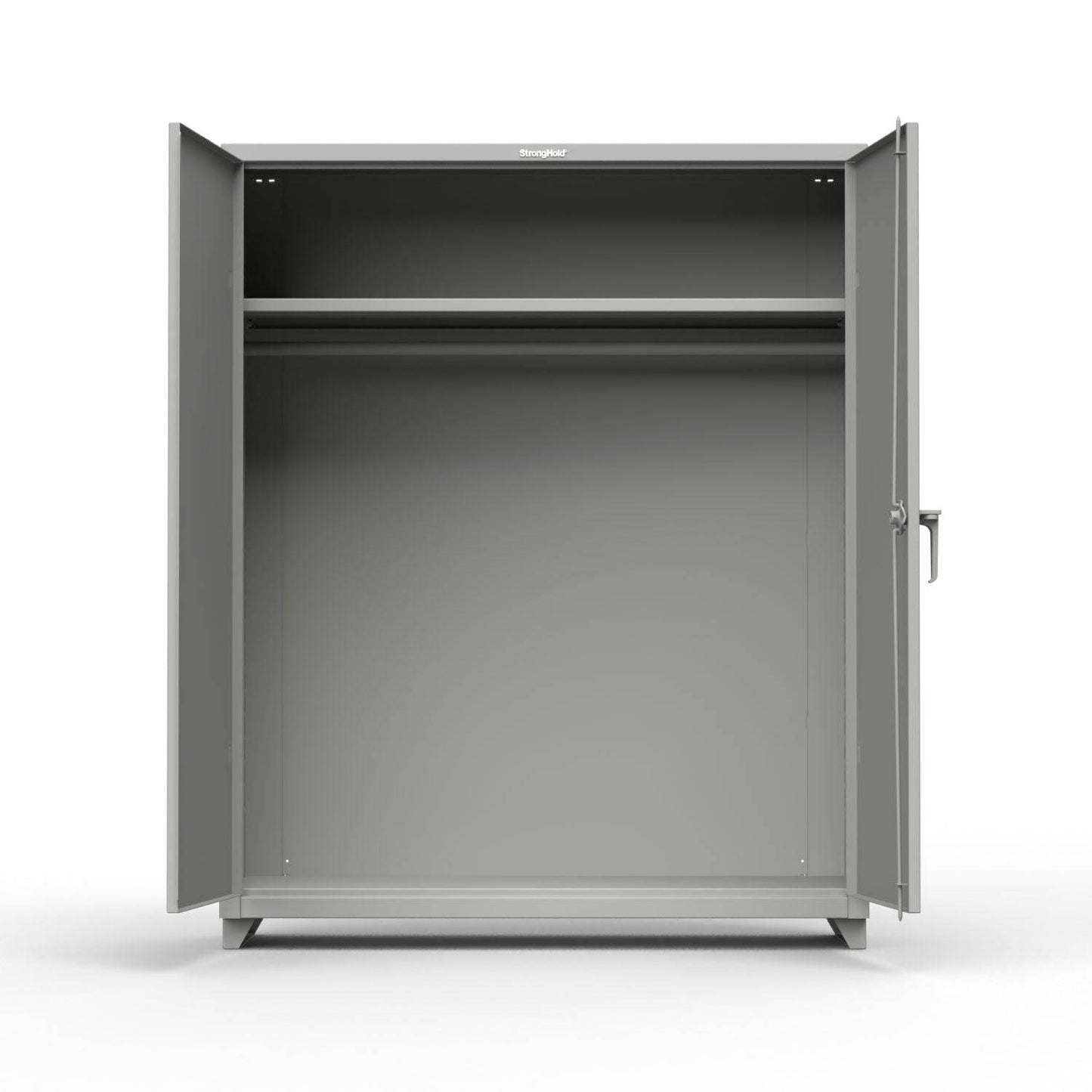 Extra Heavy Duty 14 GA Uniform Cabinet with Hanger Rod, 1 Shelf - 60 In. W x 24 In. D x 75 In. H - Strong Hold