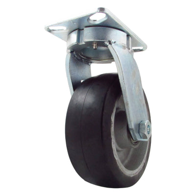 8" x 3" Supreme Rubber on Cast Iron Wheel Kingpinless Swivel Caster - 1000 lbs. Capacity - Durable Superior Casters