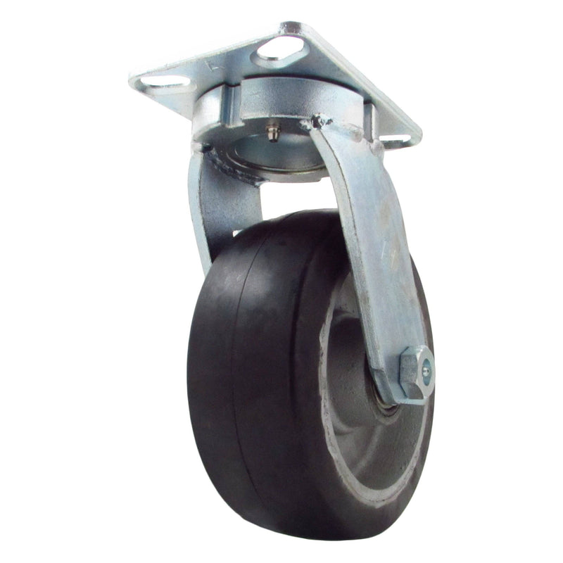 8" x 3" Supreme Rubber on Cast Iron Wheel Kingpinless Swivel Caster - 1000 lbs. Capacity - Durable Superior Casters