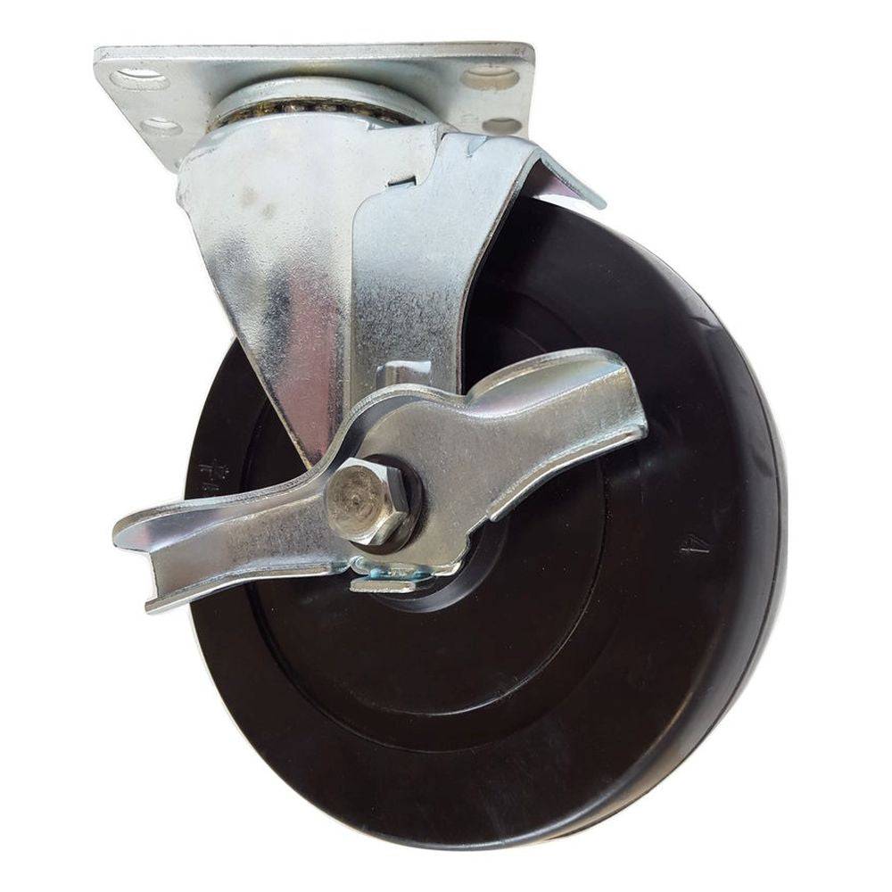 5" x 1-1/4" Soft Rubber Wheel Swivel Caster W/ Brake - 350 lbs. capacity - Durable Superior Casters