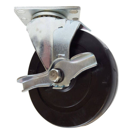 5" x 1-1/4" Soft Rubber Wheel Swivel Caster W/ Brake - 350 lbs. capacity - Durable Superior Casters