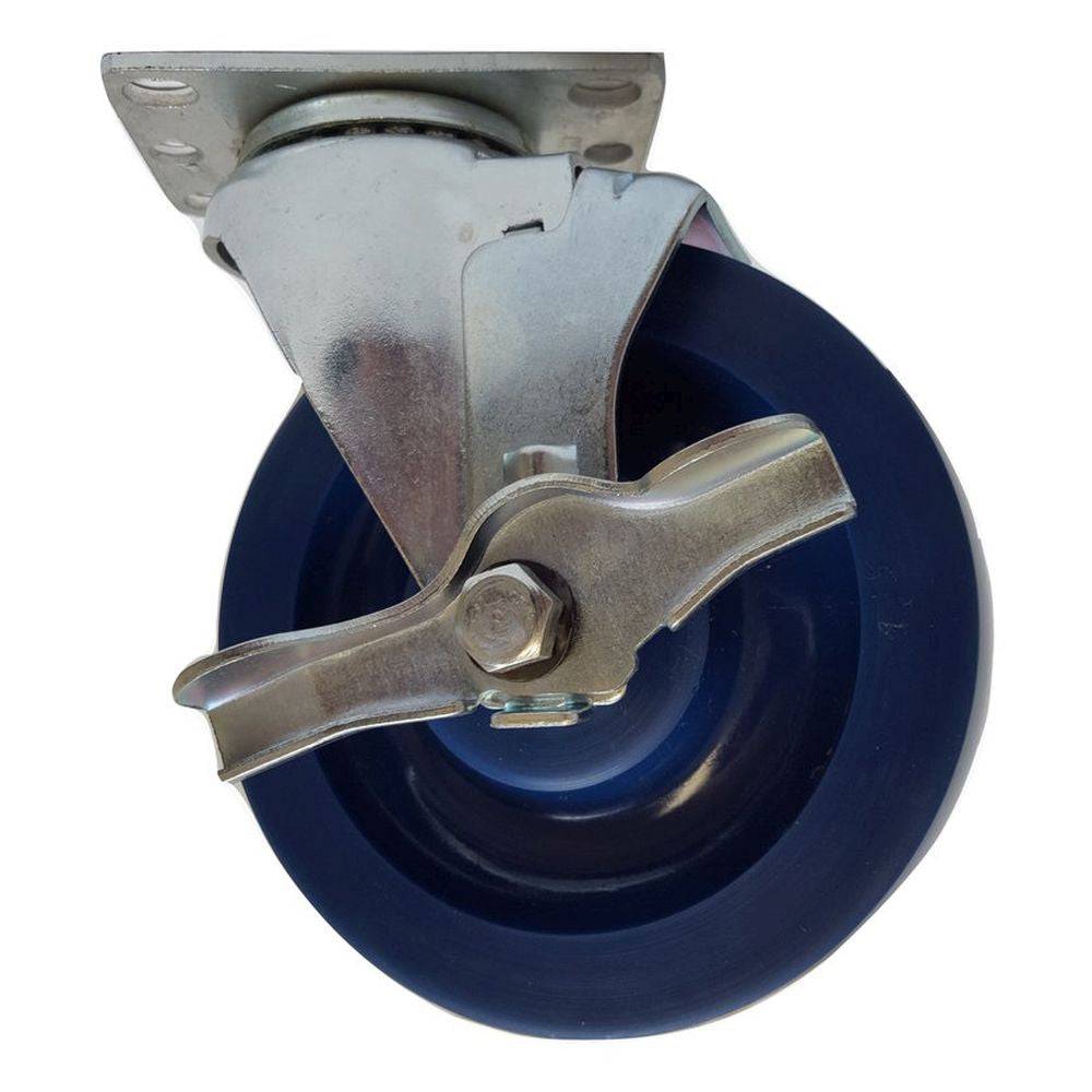 5" x 1-1/4" DuraLastomer Wheel Swivel Caster W/ Brake - 350 lbs. capacity - Durable Superior Casters