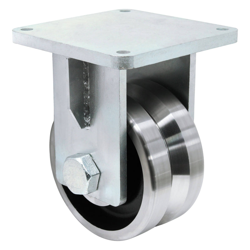 8" x 4" V-Groove Forged Steel Rigid Caster - 10,000 lbs. capacity - Durable Superior Casters