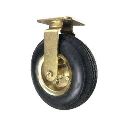 8" x 3" Pneumatic Wheel Brass Plated Rigid Caster - 250 lbs. cap - Durable Superior Casters