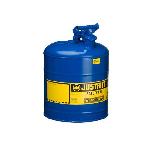 Type 1 Steel Safety Can, 5 Gal, S/S Flame Arrest, Self-Close Lid - Justrite