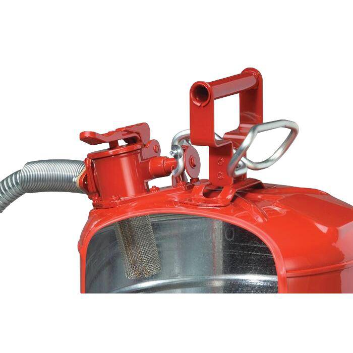 Type 2 AccuFlow Steel Safety Can, 5 Gal, S/S Flame Arrest, 1" Hose,Red - Justrite