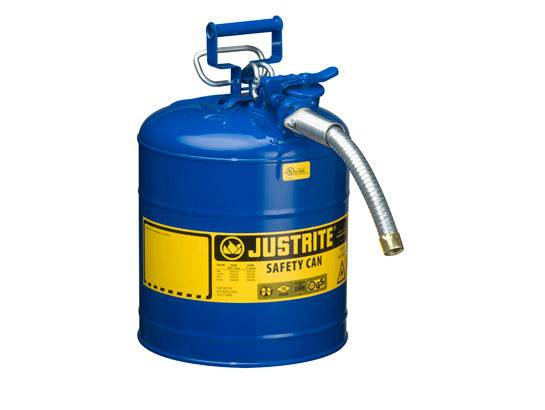 Type 2 AccuFlow Steel Safety Can, 5 Gal, S/S Flame Arrest, 1" Hose - Justrite