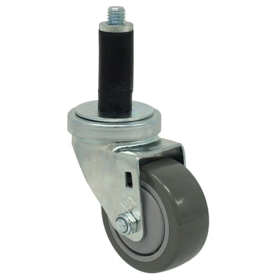 3" x 1-1/4" Poly-Pro Threaded Swivel Stem Caster, Exp. Adapter - 300 lb Capacity - Durable Superior Casters