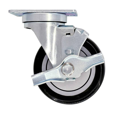 4" x 1-1/4" Poly-Pro Wheel Swivel Caster w/ Brake - 300 lbs. Capacity - Durable Superior Casters