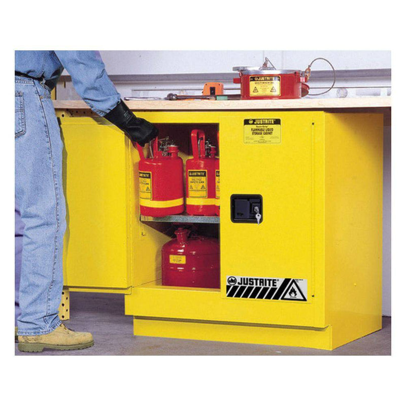 Sure-Grip Ex Undercounter Flammable Safety Cab, 22 Gal, 2 m/c Dr - Justrite