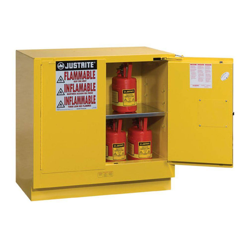 Sure-Grip Ex Undercounter Flammable Safety Cab., 22 Gal, 2 s/c Dr - Justrite