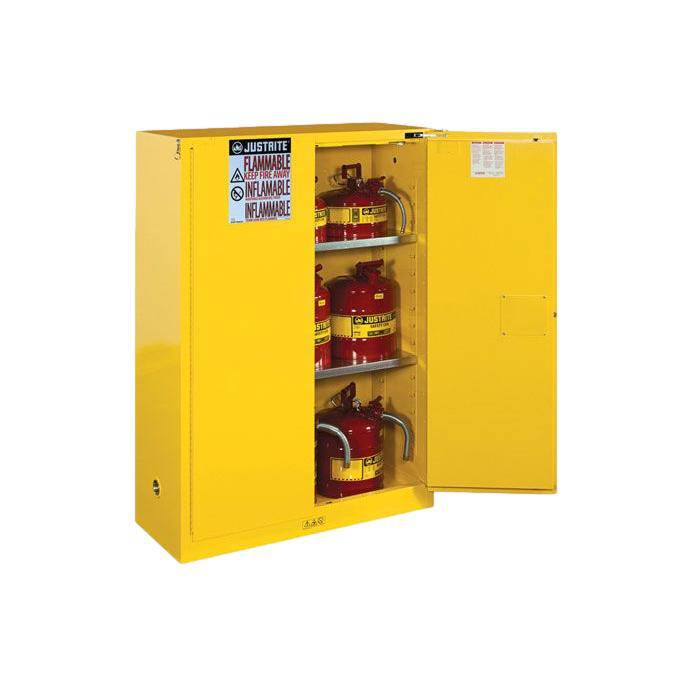 Sure-Grip Ex Flammable Safety Cabinet, Cap. 45 Gallons, 2 Shelves, 2 M-C Doors - Justrite
