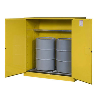 Sure-Grip EX Vertical Drum Safety Cabinet, Rollers, 110 Gal, 2 M/C Dr - Justrite