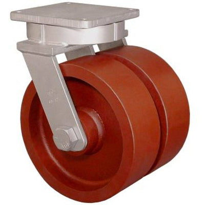 10" x 4" Ductile Steel Kingpinless Swivel Caster Dual Wheel - 40,000 lbs. Cap. - Durable Superior Casters