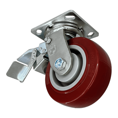 5" x 2" Polymadic Wheel Swivel Caster w/ Dual Pedal Brake - 750 lbs. Cap. - Durable Superior Casters
