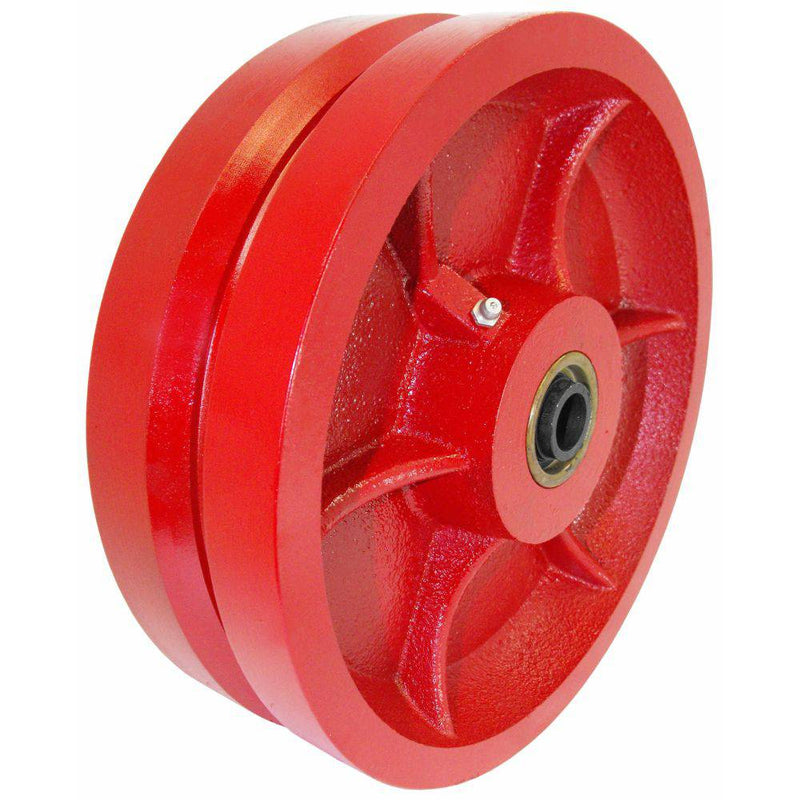 10" Ductile Steel V-Groove Wheel, 1" Tapered Roller Bearing, 7,000 lbs Capacity - Durable Superior Casters